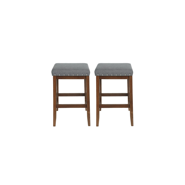 GDF Studio Nancy Contemporary Upholstered Fabric Backless Barstools Set Of 2 Charcoal And Walnut